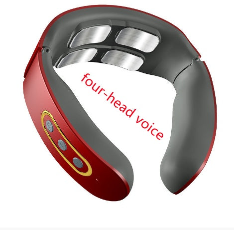 Four-Head Electric Pulse Neck Massager Far Infrared Heat Pain Relief Tool